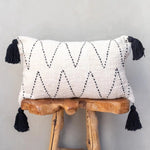 Cushion Cover with Black Tassels