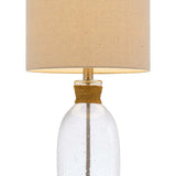 Clear Table Lamp with Brown Drum Shade