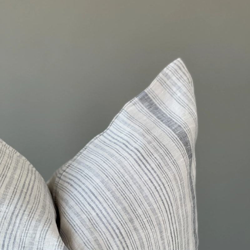 Linen striped pillow cover set of 2