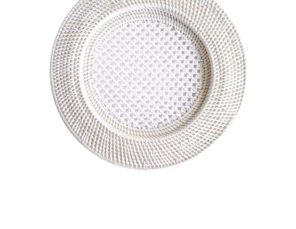 White Rattan Charger Plate